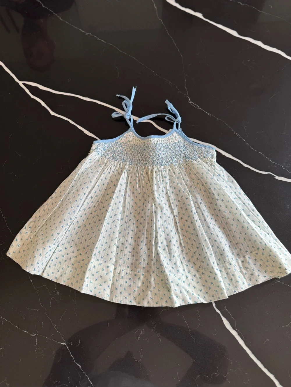 Vintage Girls Light Blue Smocked Sundress
